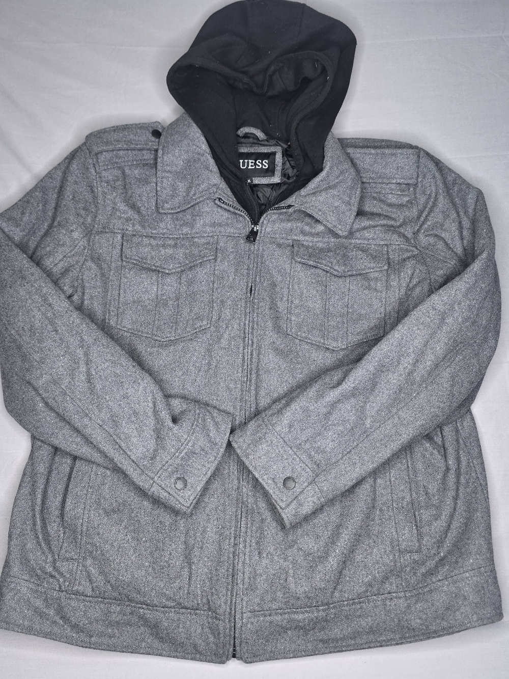 GUESS Gray Hooded Lightweight Jacket